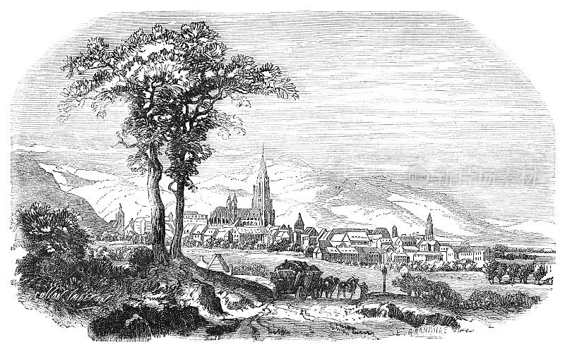 Freiburg im Breisgau德国全景1867